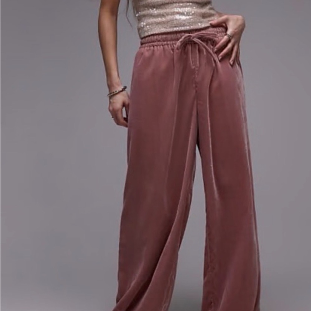 Topshop Dusty Rose Wide Leg Pants